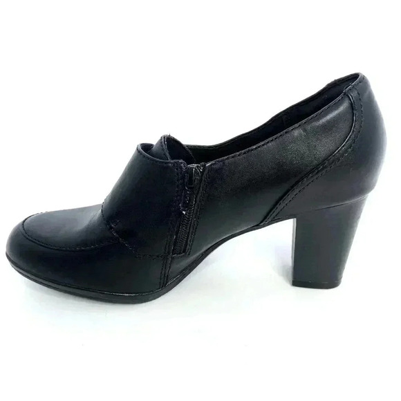Clarks Black Leather Heeled Mule With Buckle Women's Size 10 Heels - Picture 4 of 11